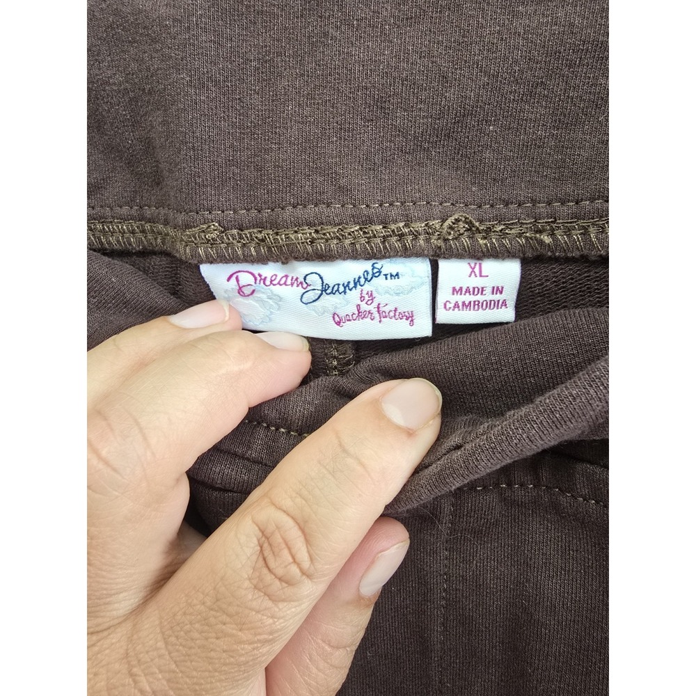 Quacker Factory DreamJeannes Pull-On Bootcut Jeans Dark Brown XL Stretch - Picture 3 of 9